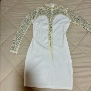 Elegant White and Cream Women's Dress
